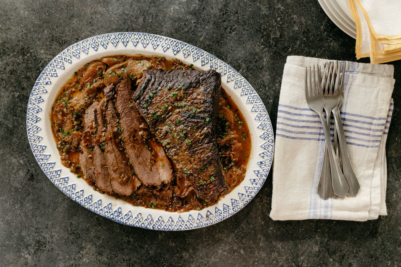 Braised Brisket with Red Wine, Apricots, Prunes and Cherry - beef recipe by Carolyn Cohen