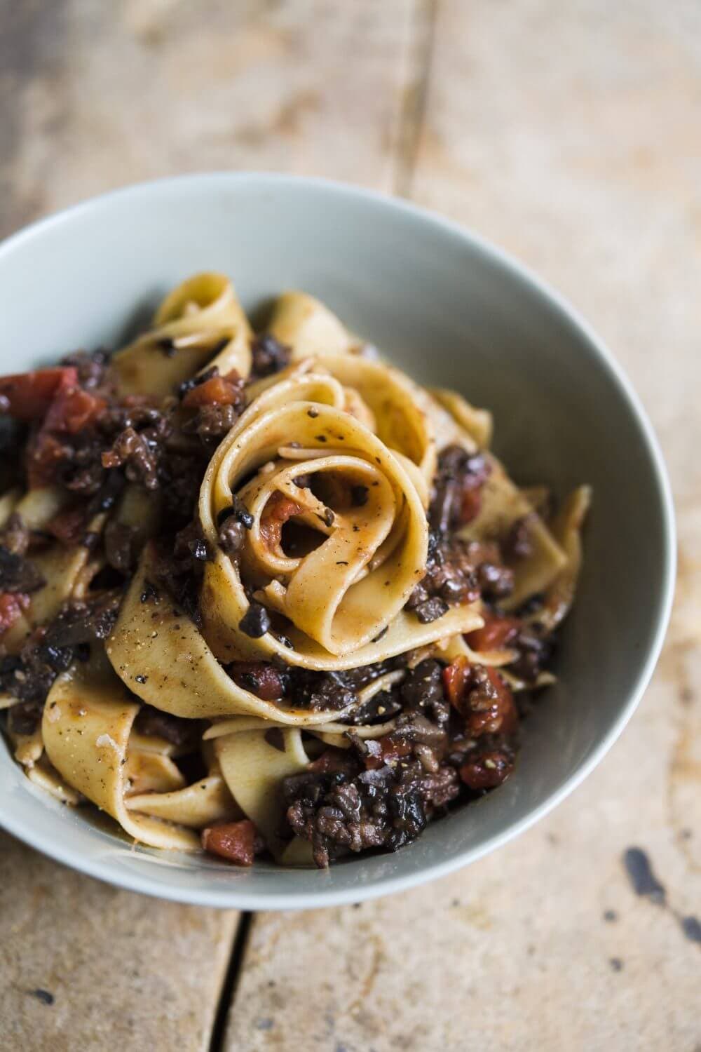 Pappardelle with Sausage and Mushroom Ragu - recipe by Carolyn Cohen