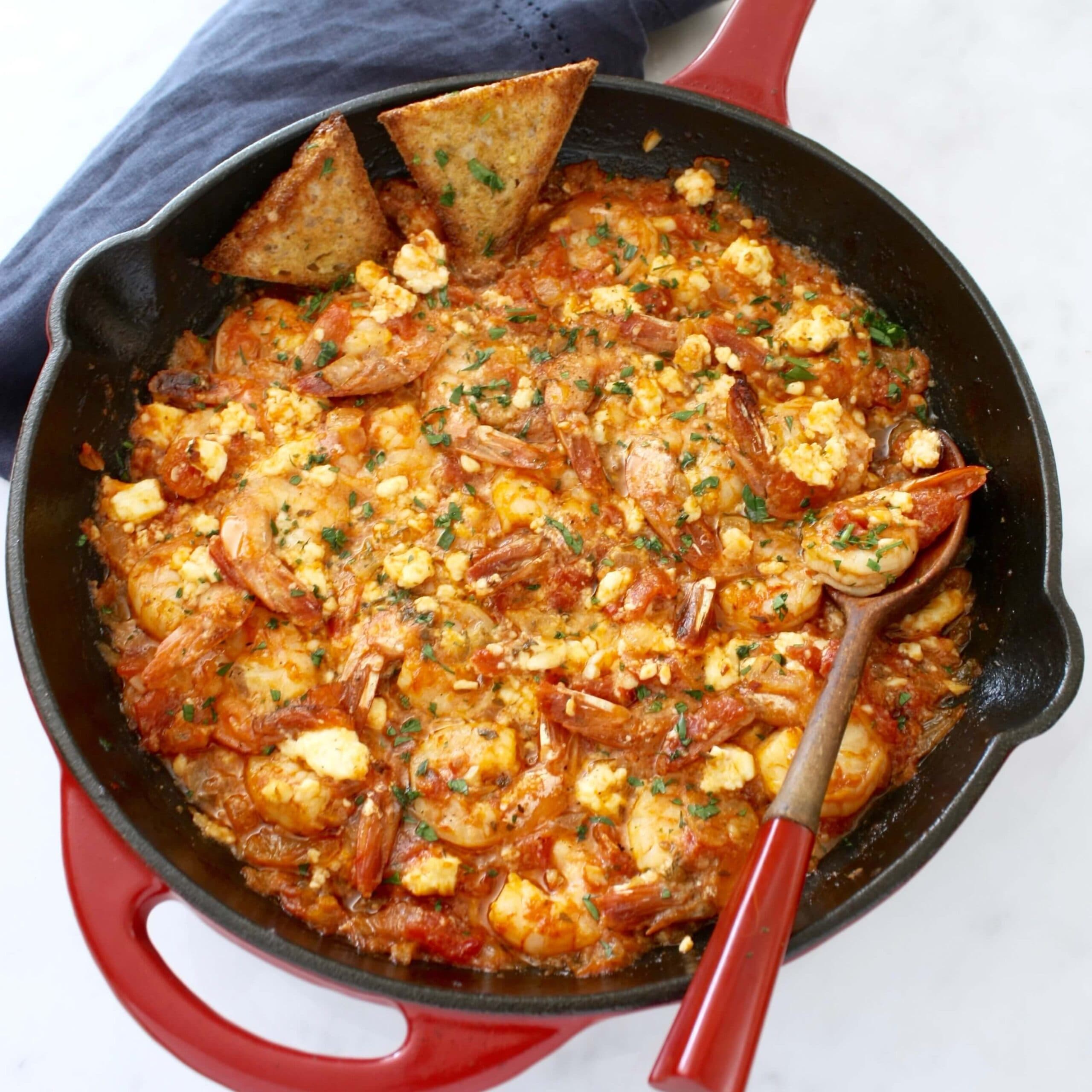 Skillet Shrimp Saganaki