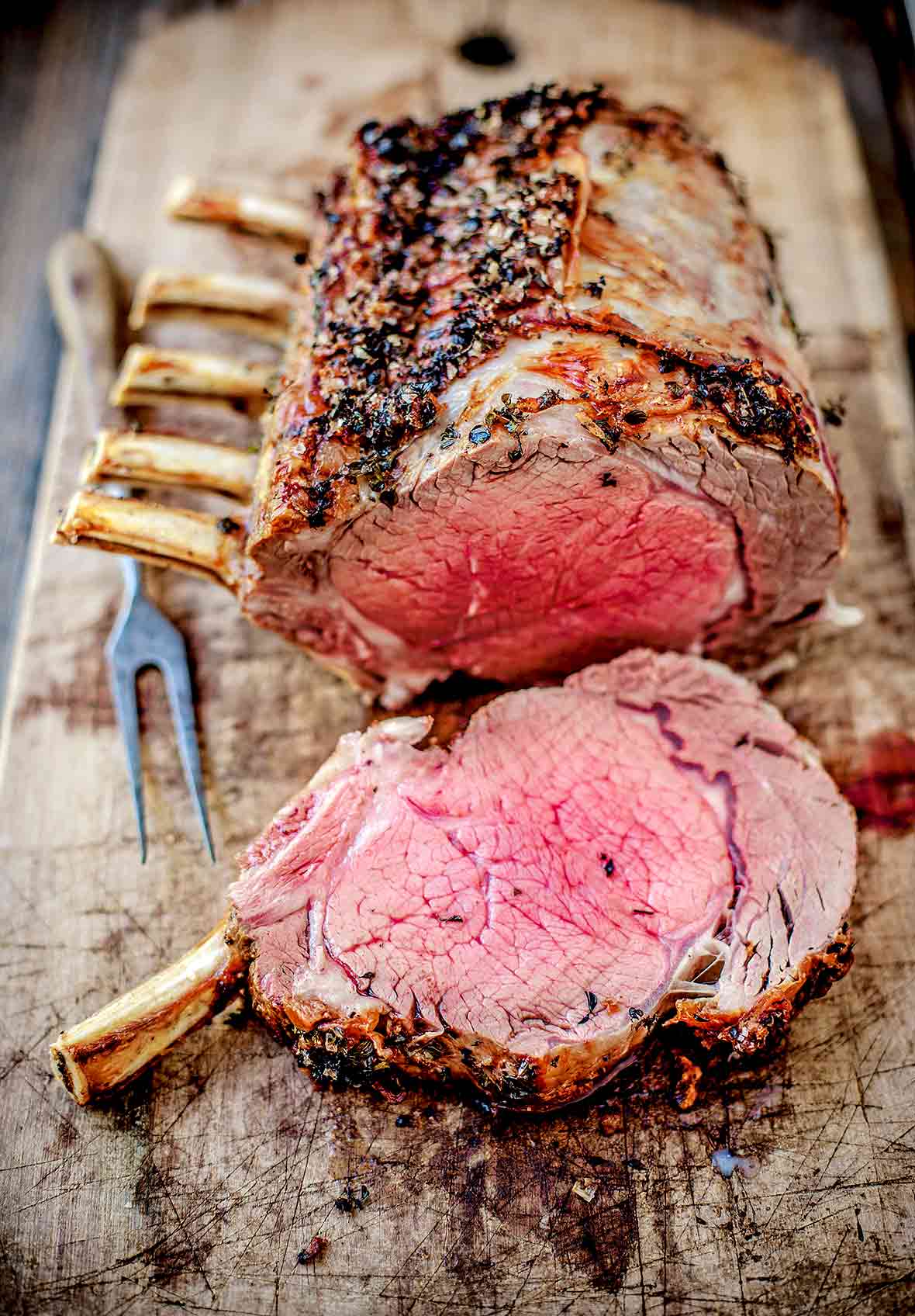 Standing Rib Roast with Onions, Mushrooms and Red Wine Pan Sauce - condiments and dressings recipe by Carolyn Cohen