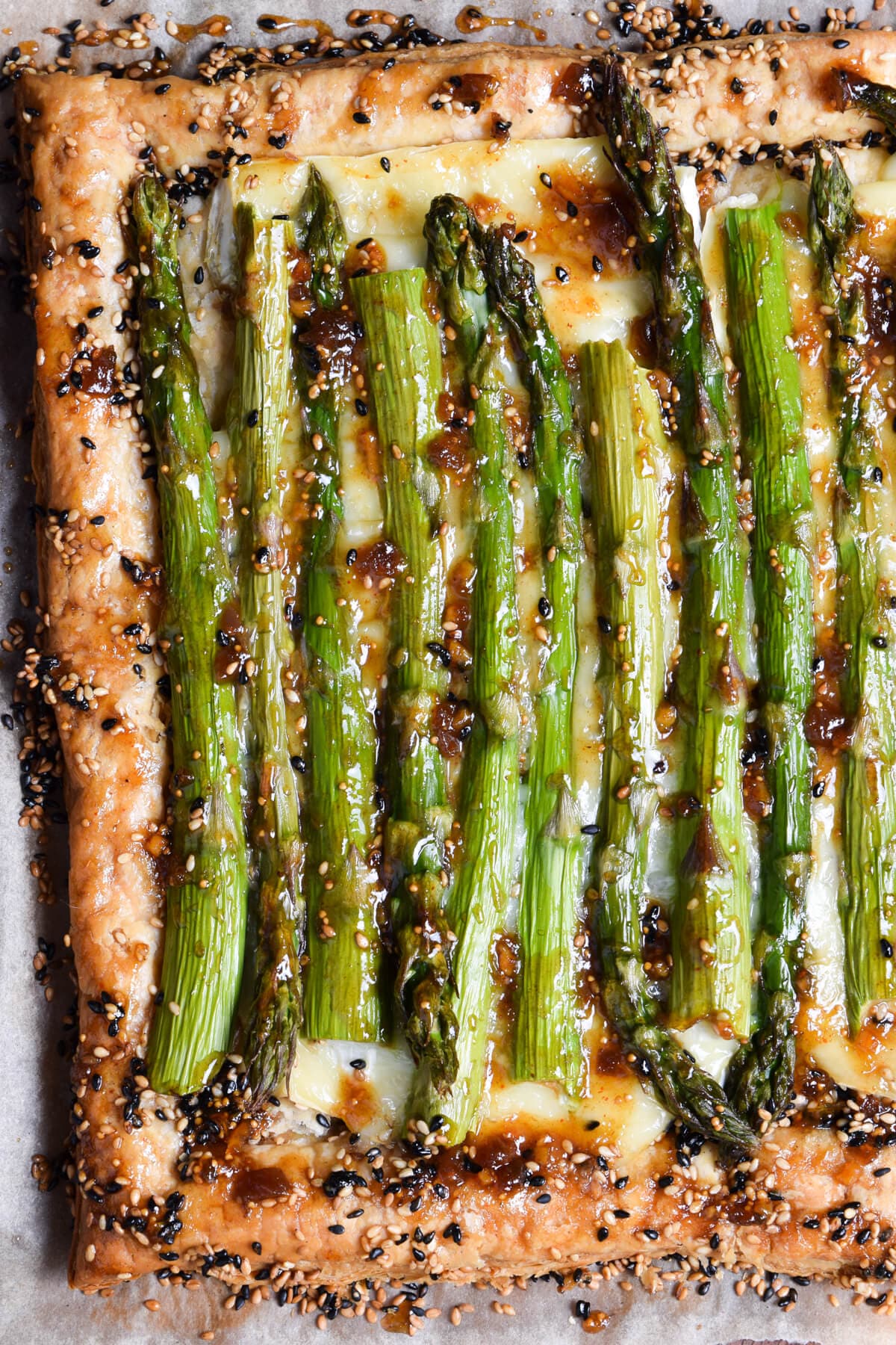 Asparagus and Brie Tart with Fig and Sesame - dessert recipe by Carolyn Cohen