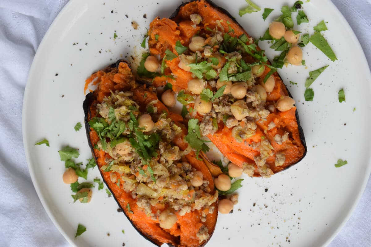 Sweet Potato Crusted Quiche with Greens and Goat Cheese - recipe by Carolyn Cohen