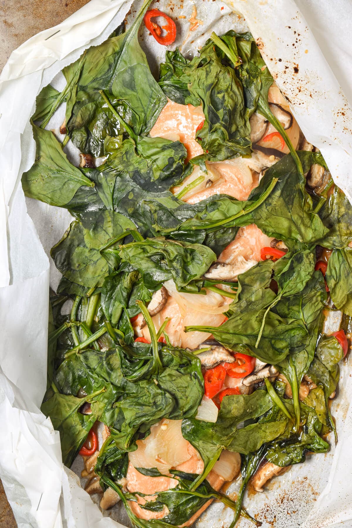 Basic Parchment Steamed Fish with Greens - fish recipe by Carolyn Cohen