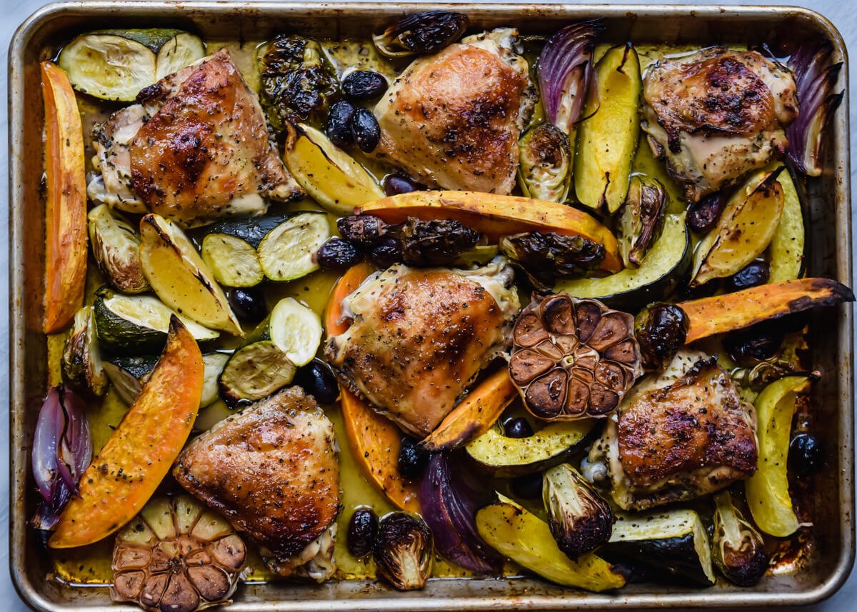 Sheet Pan Greek Chicken Loaded With Veggies - Delicious Dish